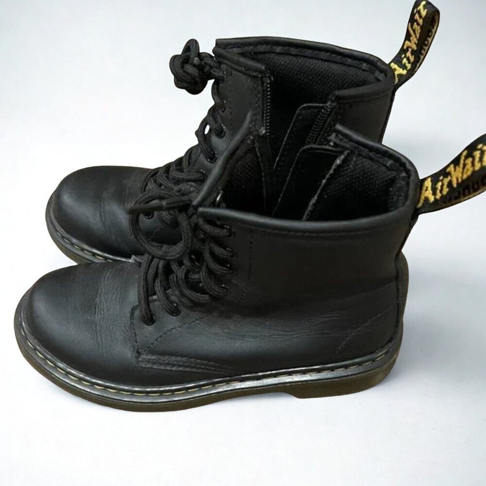 Dr. Martens Kids 1460 Softy T Black Leather Boots - Size 2 Little Kid - Picture 2 of 8
